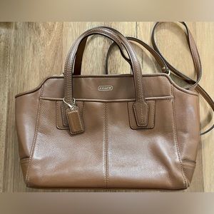 Brown leather Coach purse with detachable strap